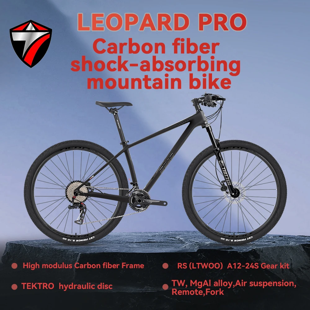 

Twitter LEOPARD Pro Carbon Fiber Mountain Bike, 29/27.5 Inch M6100-12S RS24S Air Suspension Fork, Hydraulic Disc Brakes Bicycle