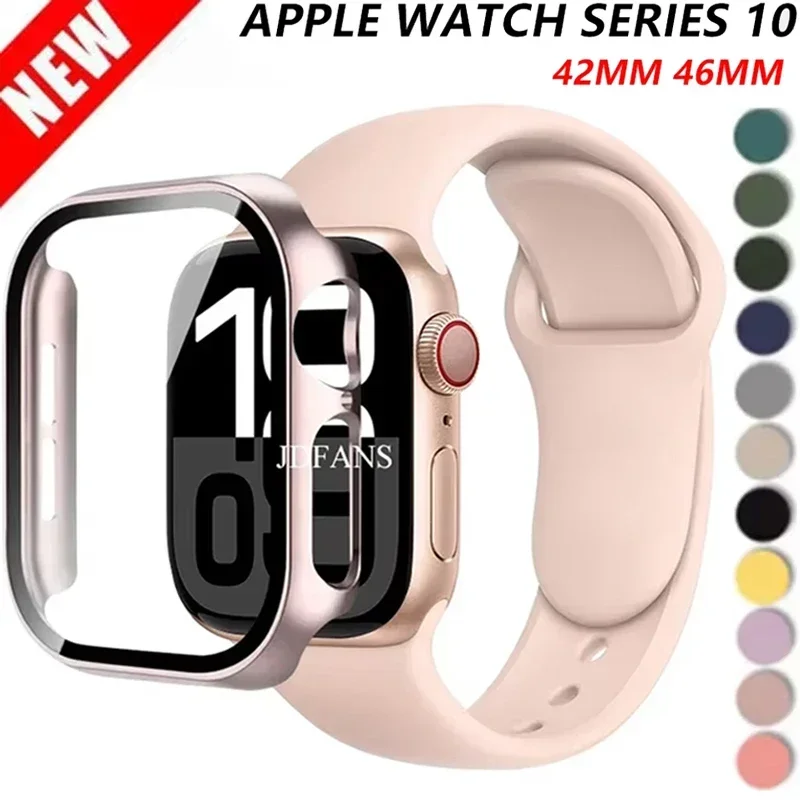 

Glass+Case+Strap For Apple Watch 10 42mm 46mm Matte Hard PC bumper Screen Protector Case iWatch series 10 42/46 mm Accessories