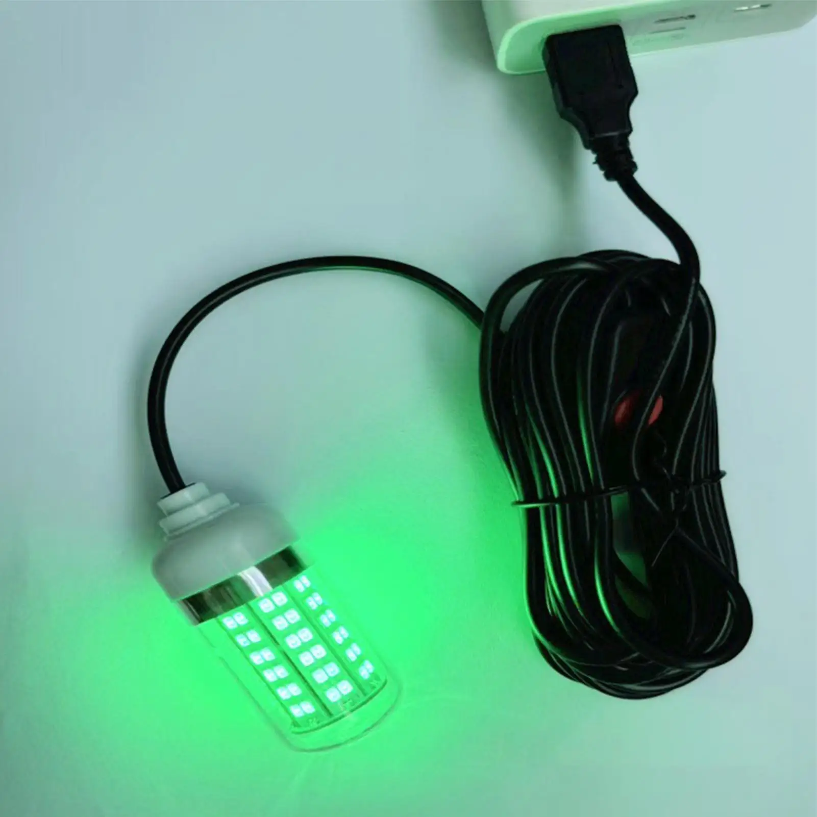 

Подводный рыболовный фонарь 8 Вт с питанием от USB, кабель 5 м, зеленый светодиод, погружная лампа для привлечения кальмаров, приманка, ночной свет для рыбалки с лодки