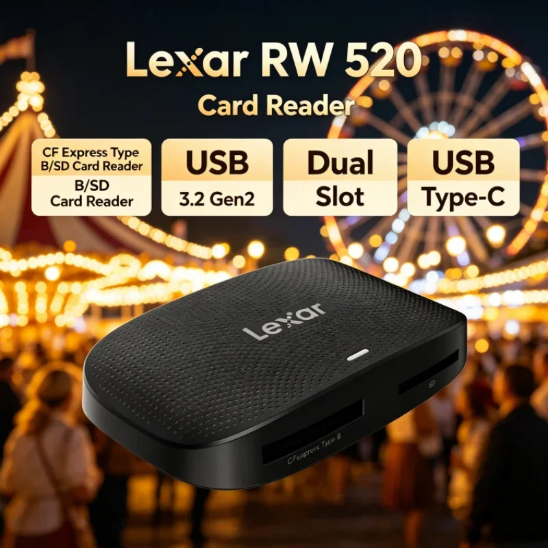 Lexar RW520 Memory Card Reader High Speed CFexpress Type B SD Card Reader USB 3.2 Gen 2 8K RAW for Photo Transfer