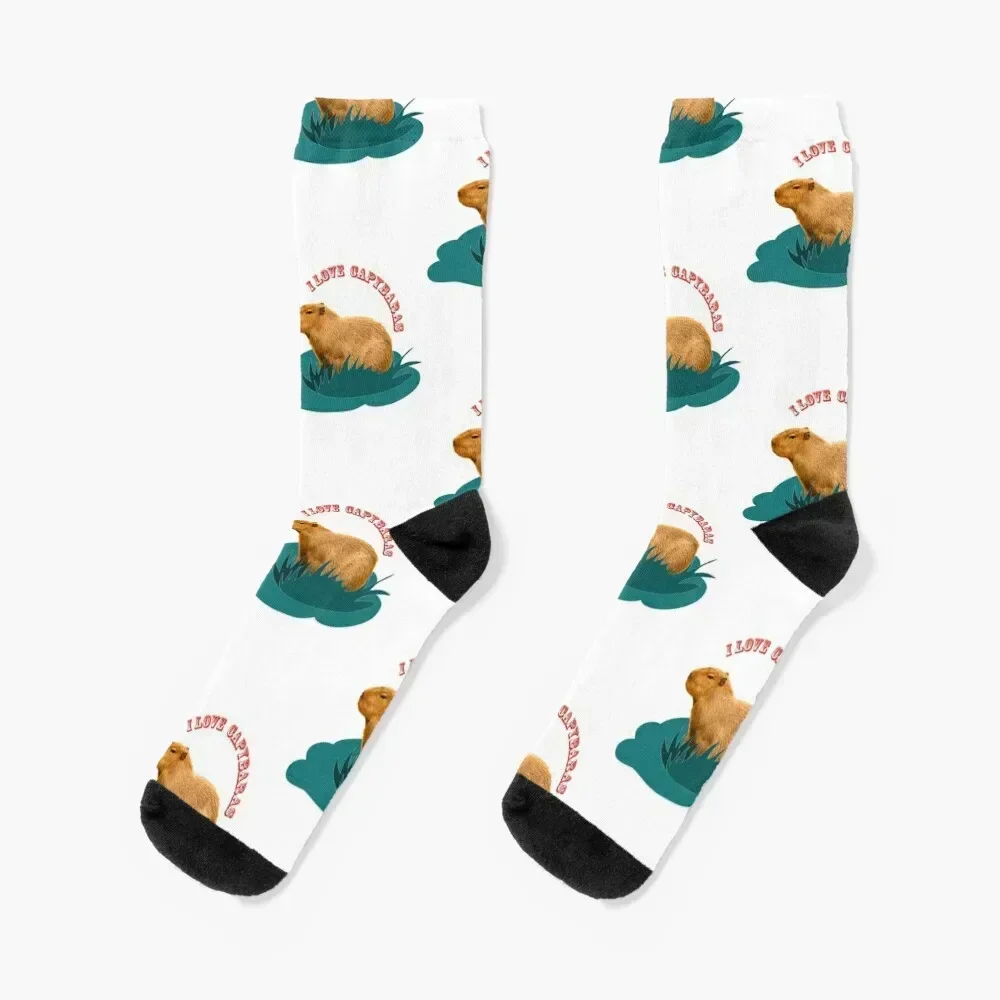 

I love capybaras Socks cotton bright garter Men's golf Socks Men's Women's