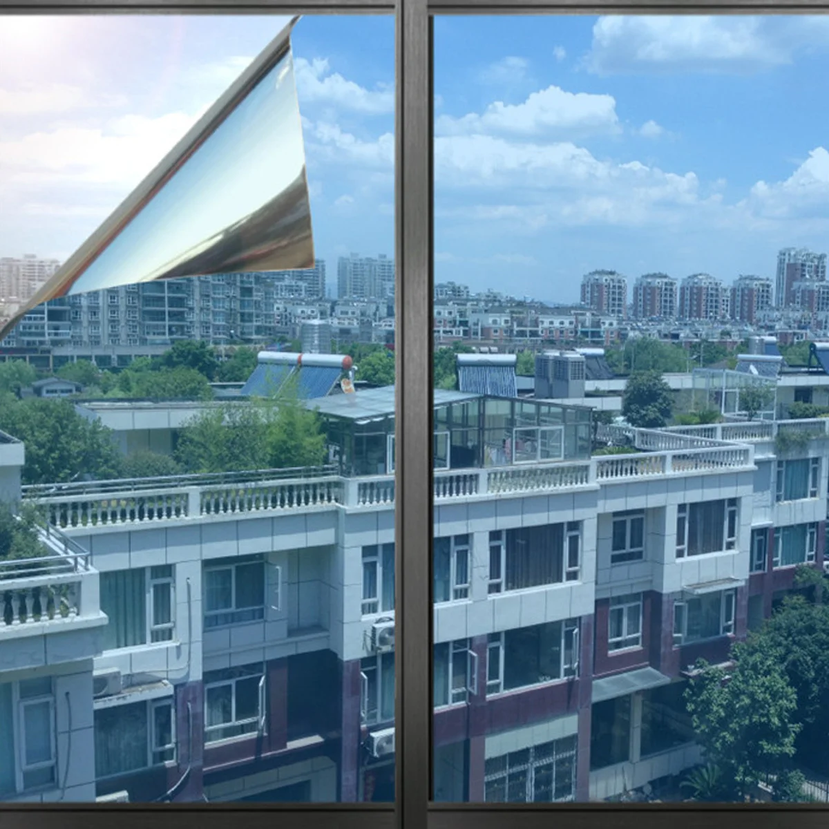 

Heat Insulation Film 40Cm Width 100Cm Length Tea Silver Self-Adhesive Window Tint For Home Office Uv Way Privacy