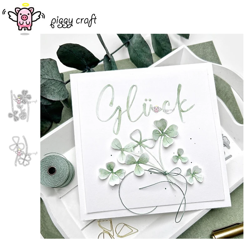 Piggy Craft metal cutting dies cut die mold Four leaf clover Scrapbook paper craft knife mould blade punch stencils dies