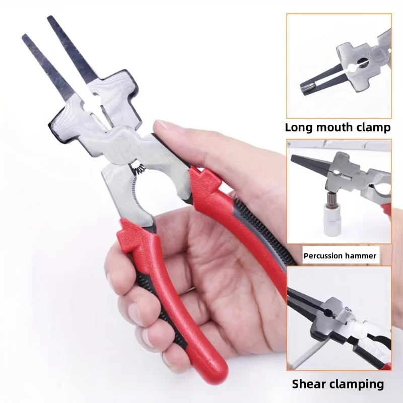 8-inch Electric Welding Auxiliary Protective Pliers Carbon Steel Gas Welding Long Nose Clamping Pliers Multi-function Impact Cut