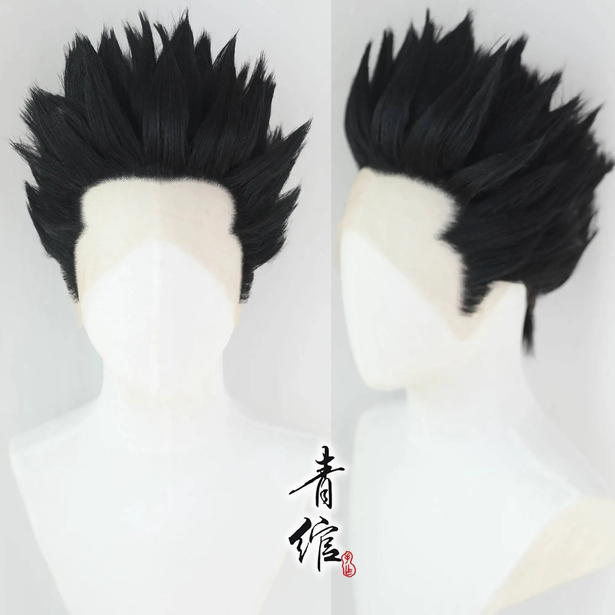 هنتر × هنتر غون فريكس شعر مستعار تأثيري أسود مختلط أنيمي مقاومة للحرارة الشعر الاصطناعية الجبهة الدانتيل ثلاثي طرف مكافحة الجاذبية غطاء شعر مستعار #1