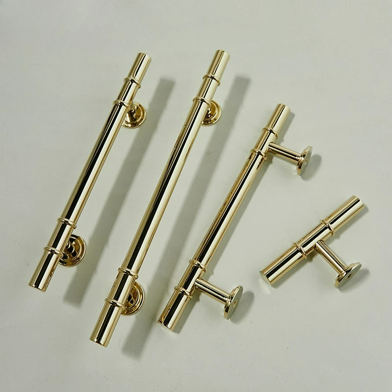 French Gold Light Luxury Solid Brass Cabinet Door Long Handle, Modern Simple High-end Drawer Bookshelf Wardrobe Door Handle