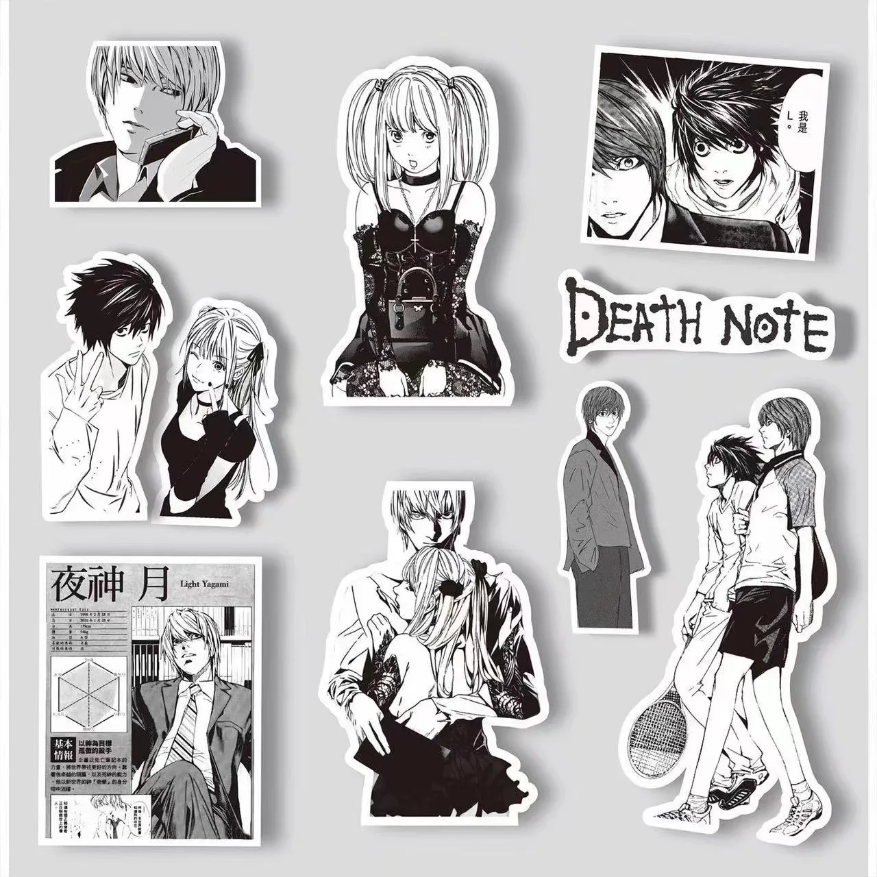 60PCS Anime Death Note Stickers Black White Decals Decoration DIY Scrapbook Luggage Laptop Bike Suitcase Car Graffiti Toys