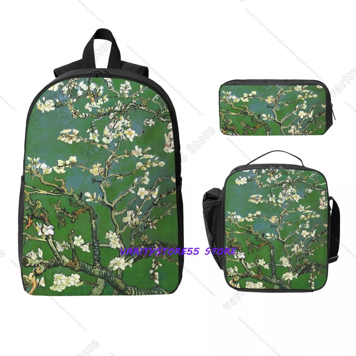 

Almond Blossom Vincent Van Gogh Backpack Boys Girls BookBag School Bag Laptop Shoulder Bags 3ps Insulated Lunch Bag Pencil Case