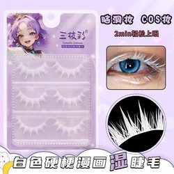 3 Pairs Fluffy Lace White Eyelashes 3D Natural Colored Artificial Vegan Silk Eye Lashes For Cosplay Halloween Makeup Party