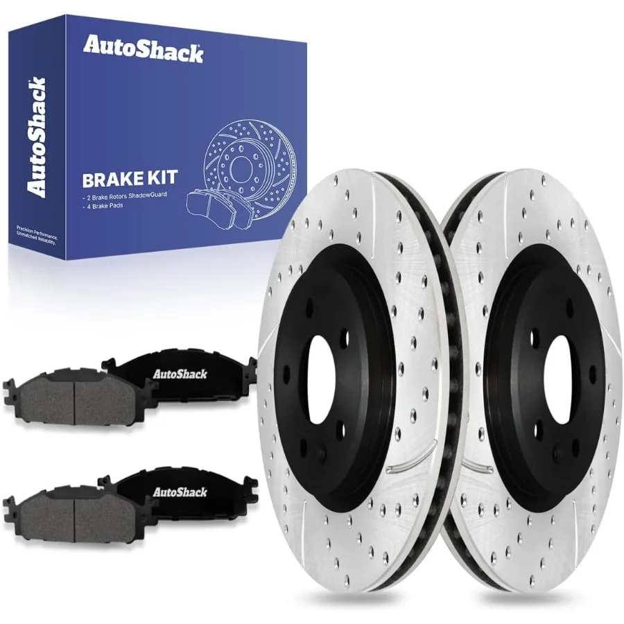 

Передние вентилируемые тормозные диски с прорезями 12,8 325 мм с электронным покрытием + сменный комплект керамических тормозных колодок премиум-класса для Ford 2011-2019 гг.