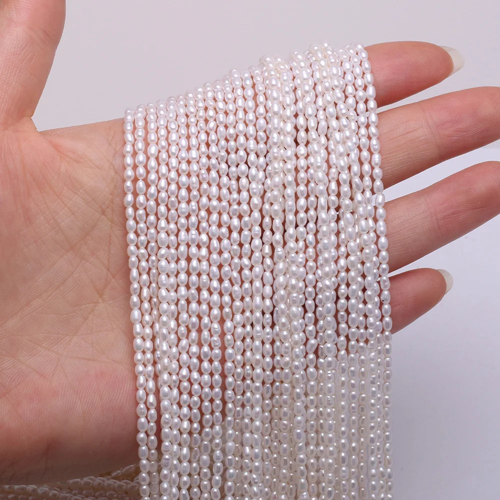 2-2.5mm Stylish Small Rice-shaped Pearls White Natural Freshwater Pearls Loose Spacer Beads for Jewelry Making DIY Accessories
