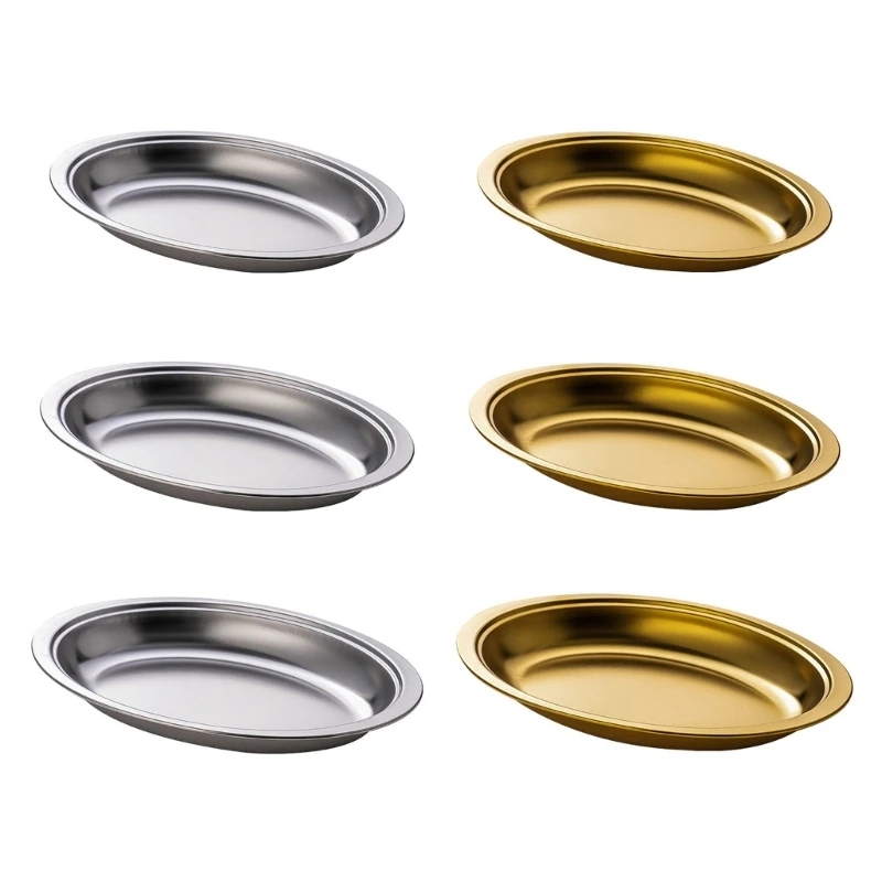 

Oval Platter Stainless Steel Silver/Gold Elegant Household for Steaming Fish and Serving Appetizers Dinner Plate New Dropship