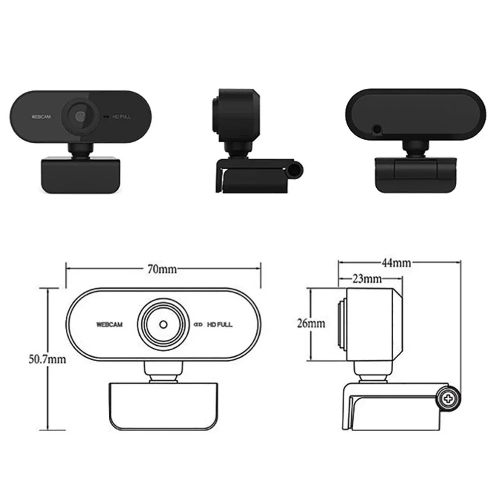 Cámara Web 2K 1080P 720P 480P HD para ordenador portátil, minicámara Web USB con micrófonos, cubierta para YouTube y Skype