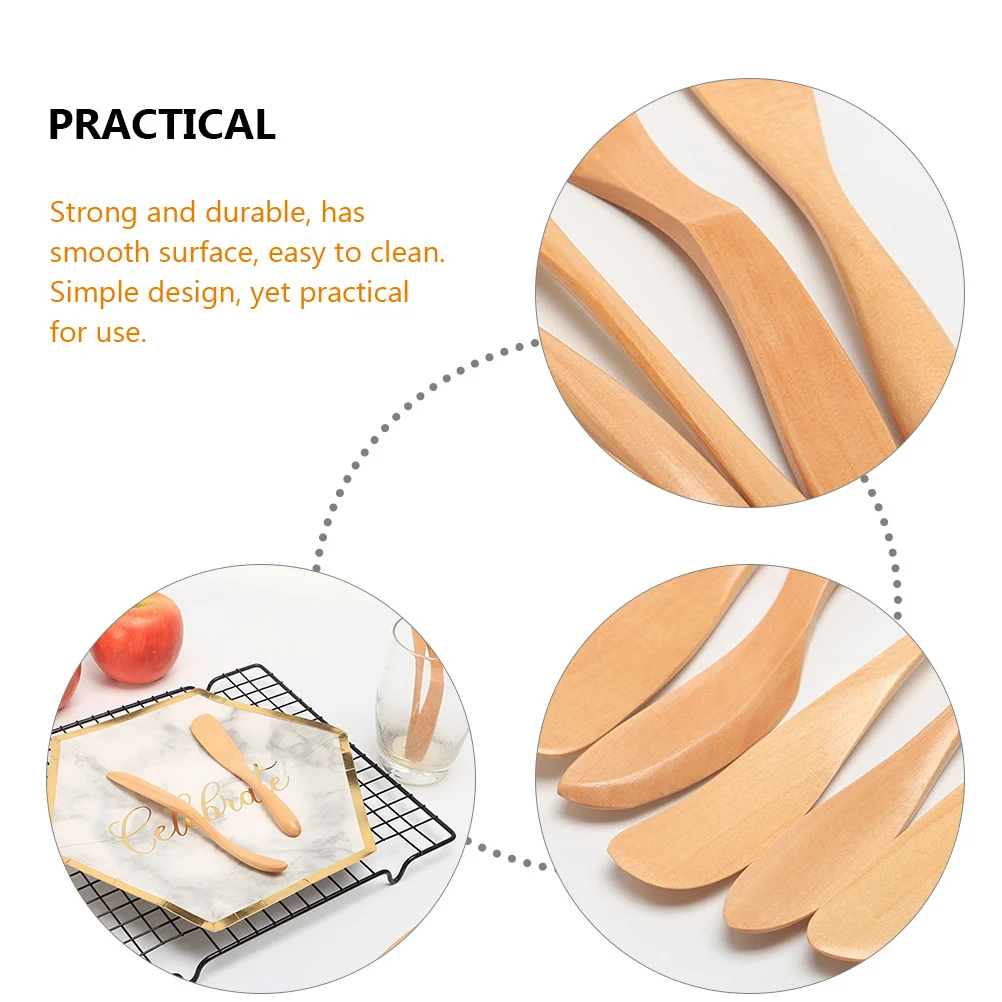

5Pcs Wooden Jam Spreader Set Premium Material Smooth Surface Easy Clean Practical Baking Tool Home Kitchen Accessories
