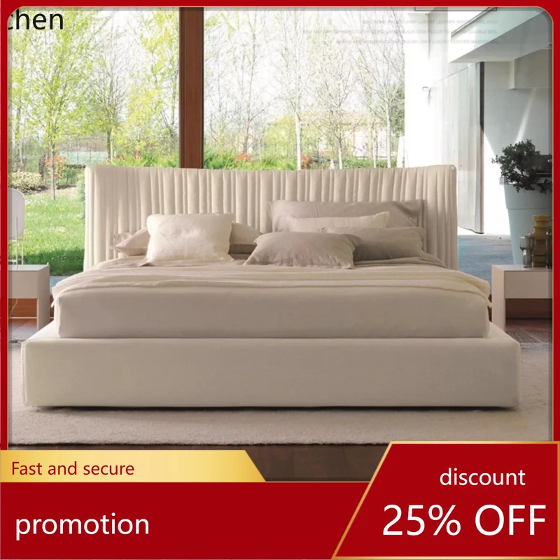 

HXL High-End Master Bedroom Genuine Leather Bed Simple Shell Double Bed