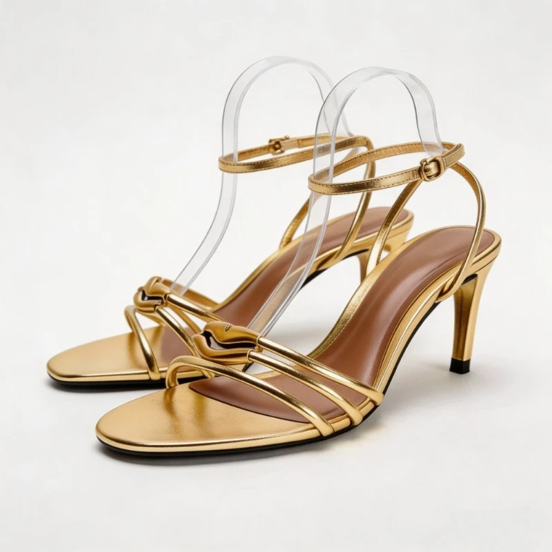 Sexy Gold High Heels for Women Strappy Open Toe Stiletto Sandals Elegant Wedding Party Dress Shoes Summer 2026