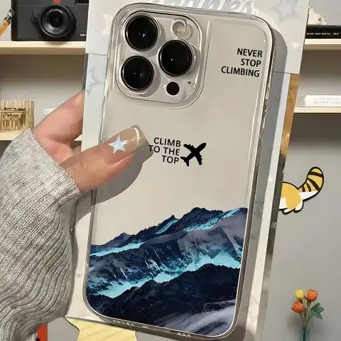 Transparent Soft Silicone Shockproof Case for iPhone 17 16 15 14 13 12 11 Pro Max T-The North Fashion F-Face Climb to the summit