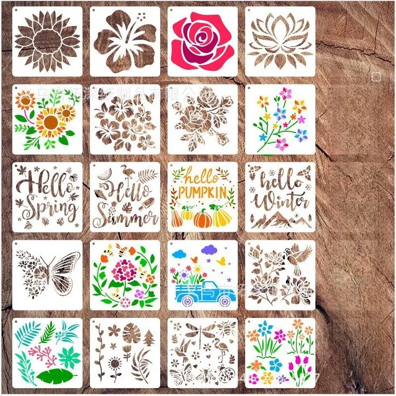 

10/20PCS Nature Wild Flower Stencils Reusable Sunflower Painting Templates Dandelion Floral Leaves Diy Art Stencil Supplies