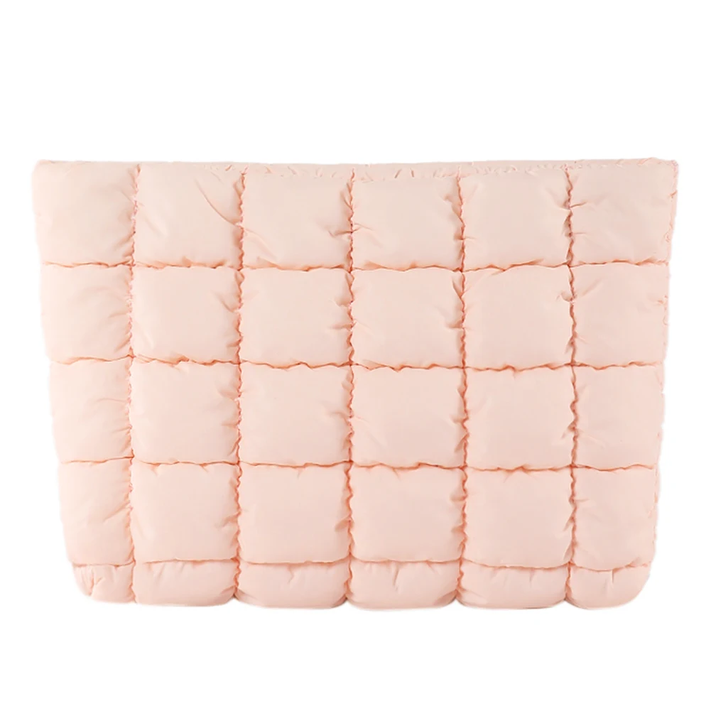 Bolsa de maquillaje acolchada con cremallera, organizador de maquillaje, bolsa de almacenamiento, estuche organizador de cosméticos de Color sólido para mujeres y niñas