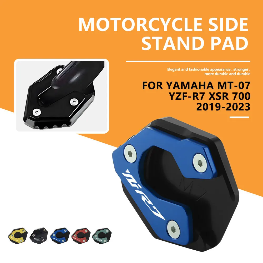 

For Yamaha MT 07 XSR700 YZF R7 CNC Motorcycle Kickstand Foot Side Support Stand Anti-slip Extension Pad 2019-2023