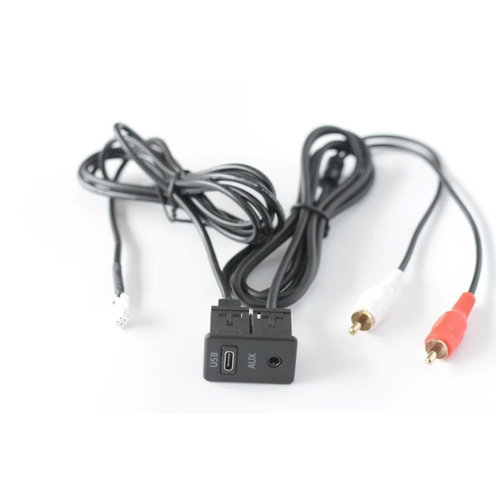 Black ABS Car Audio Interface Panel AUX USB C Input for Dashboard Fit For Toyota For Honda For Bmw Cars 2.2x3.4CM