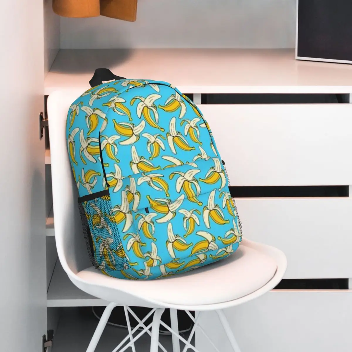 Bananen Op Aqua Blauw Voedsel Thema Patroon ｠Rugzakken Tiener Boekentas Studenten Schooltas Reizen Rugzak Schoudertas