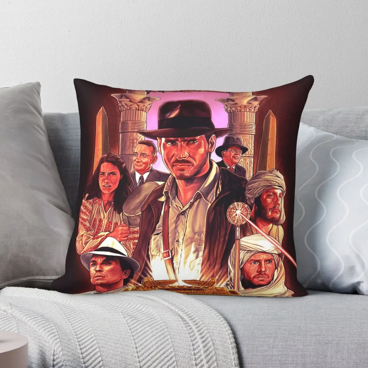 Raiders Of The Lost Ark Film Square Pillowcase Polyester Linen Velvet Pattern Zip Decor Throw Pillow Case Home Cushion Case