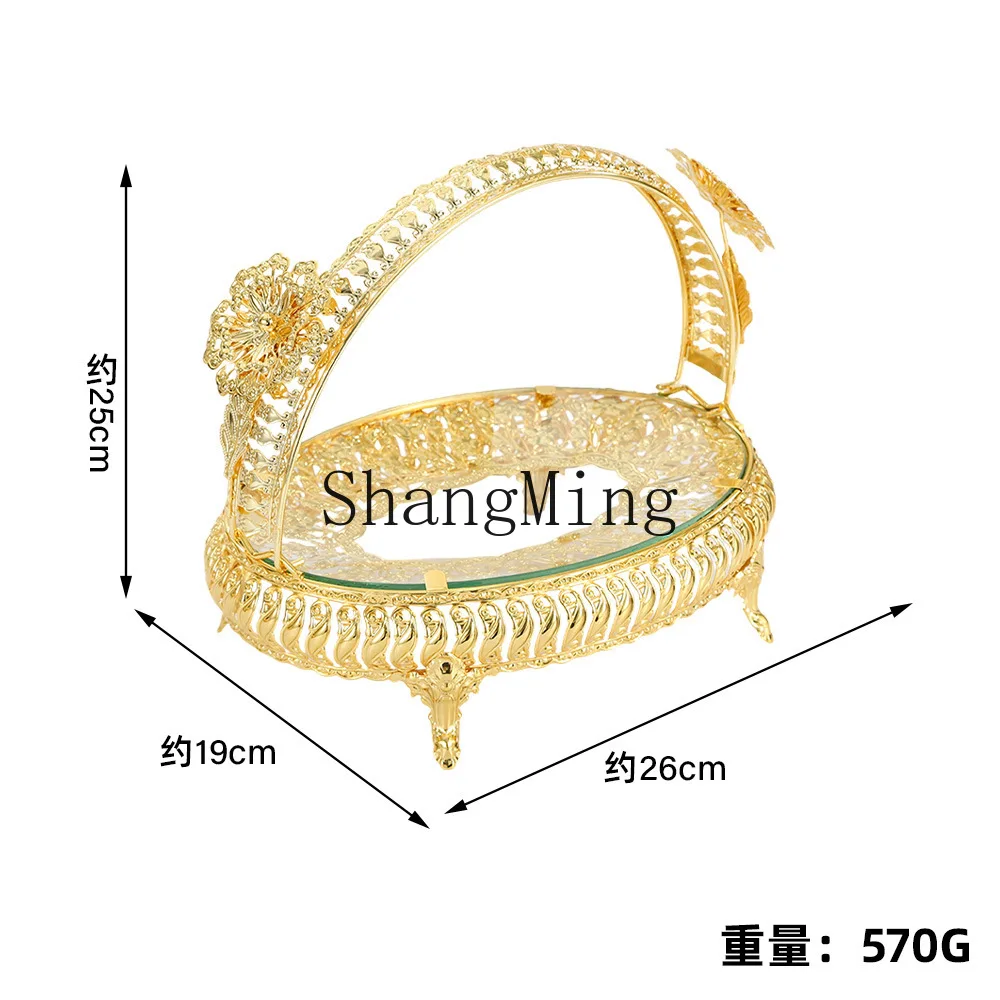 

PYH light luxury retro fruit plate high-end hotel decorative glass plate living room coffee table portable fruit basket
