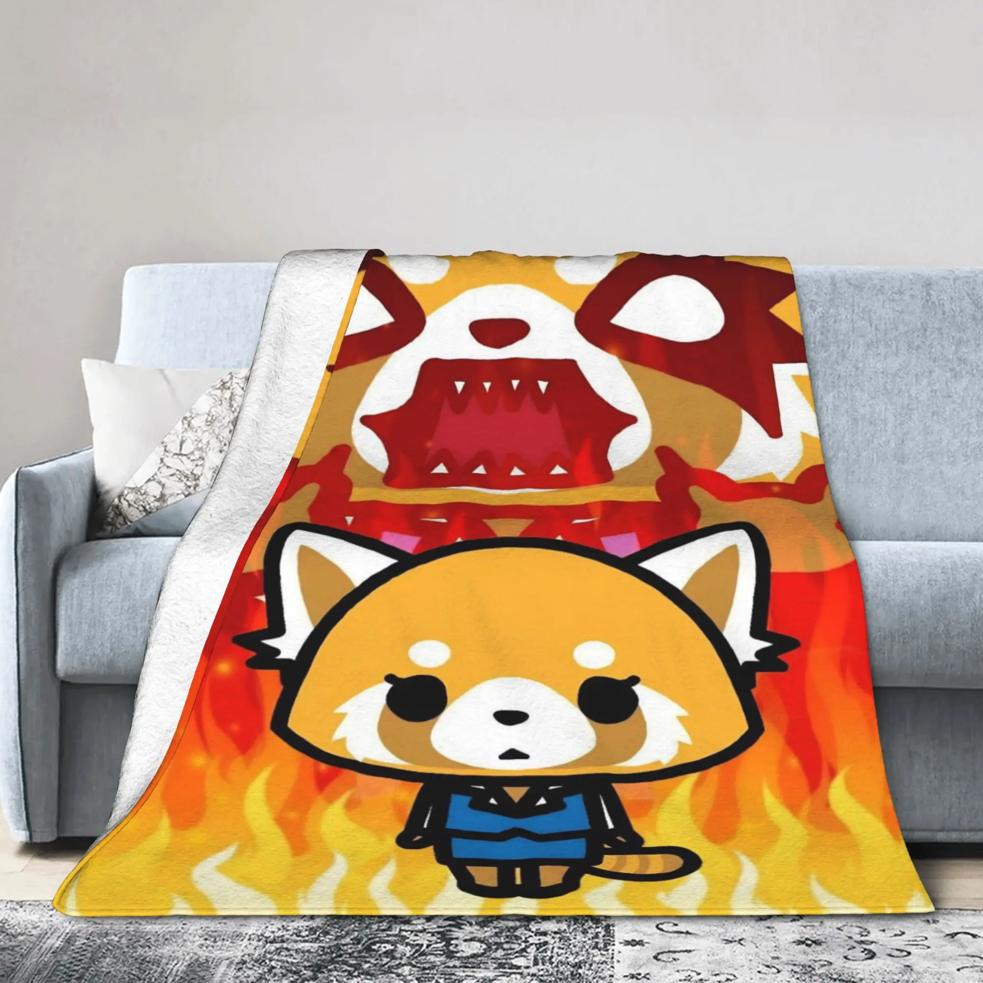 Aggretsuko Rage Flannel Blanket Retsuko Anime Custom Throw Blankets for Home 150*125cm Bedspreads