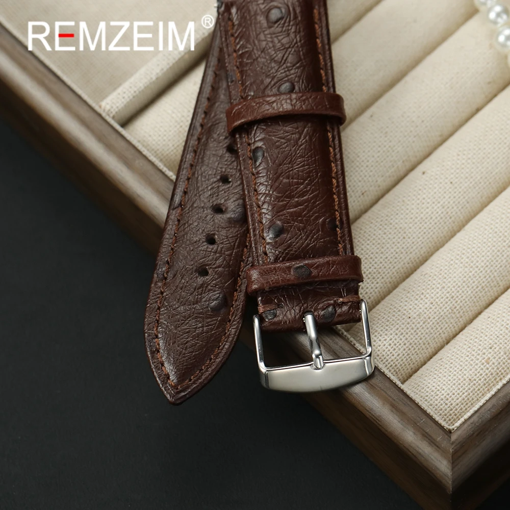 Ремешок из натуральной кожи со страусиным узором, 18 мм, 20 мм, 22 мм, быстросъемный ремешок из воловьей кожи для мужчин и женщин, сменные ремешки, аксессуары для часов
