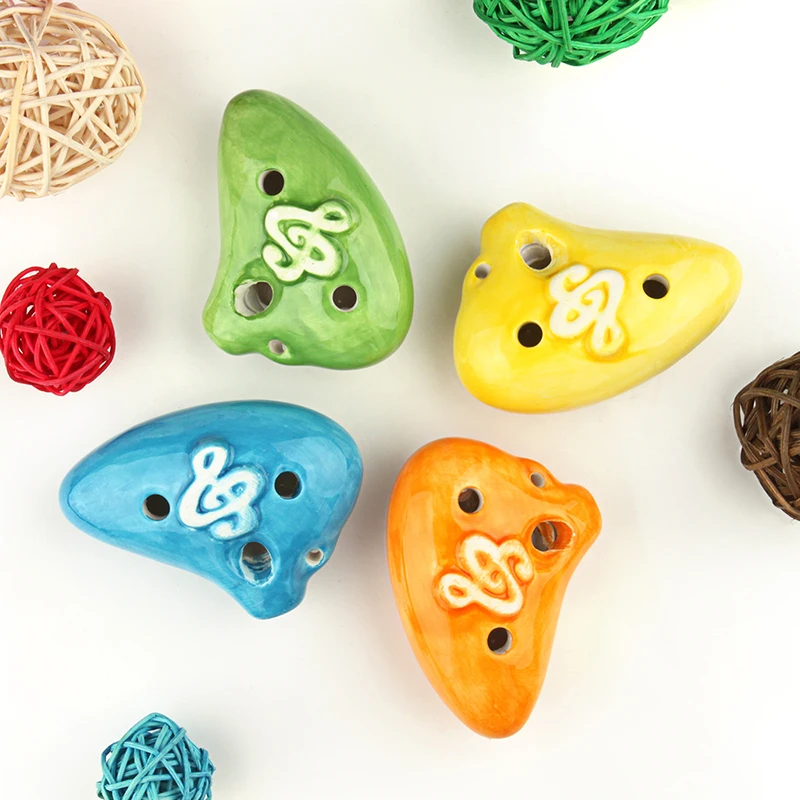 Colorful Heart-Shaped Ocarina For Children 6 Holes AC Woodwind Musical Instrument Good Gift New