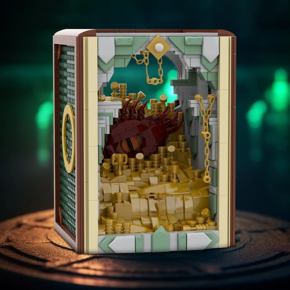 Gobricks MOC Pierścienie Księga Nook Smaug Klocki Model Scena Filmowa Narożnik Książki Cegły DIY Zmontowana Zabawka Prezent dla Dzieci