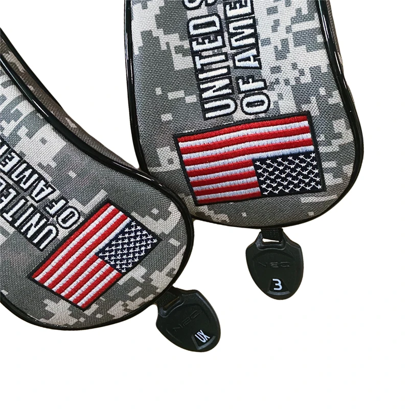 Golf Headcover Camouflage Flag Golf Club Head Cover for Driver Fairway Hybrid Head PU Leather