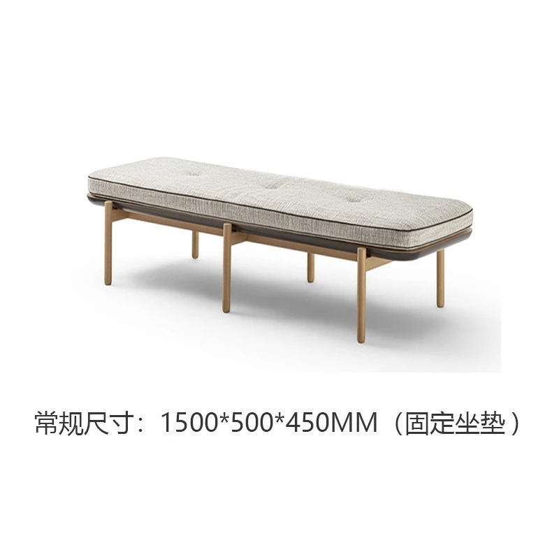 New Chinese-style solid wood leather fabric splicing soft bag, chaise longue, lazy recliner, bedroom