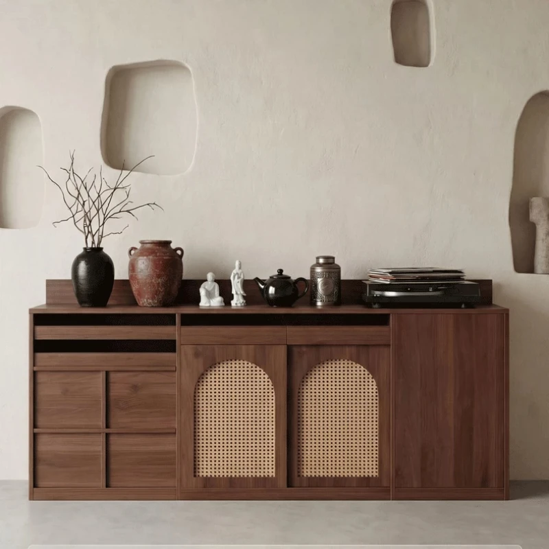 YJQ dining side integrated wall locker multi-functional rattan sliding door cabinet living room side cabinet