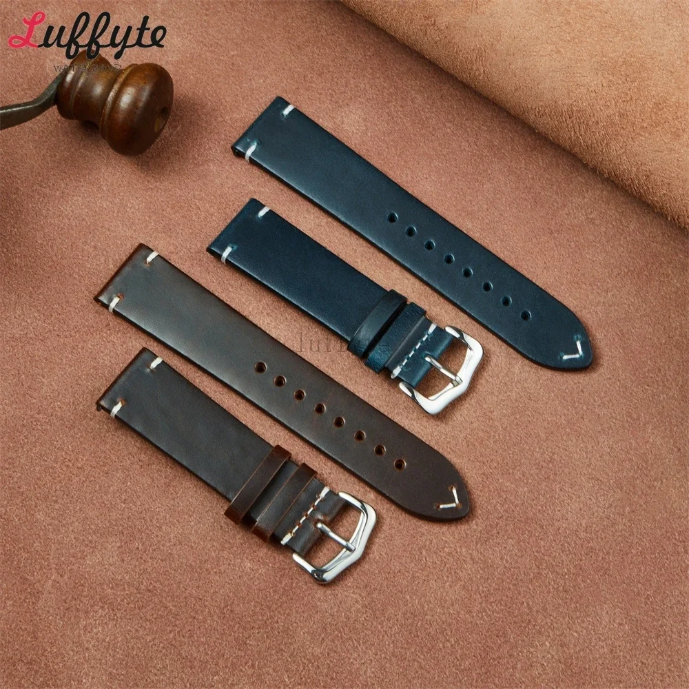 Oil Wax Genuine Leather Cowhide Watch Straps 18mm 20mm 22mm 24mm Gradient Color Retro Men Women Replacement Watchband