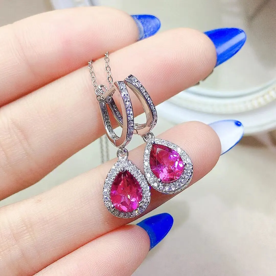 

Natural Topaz 6mm*8mm Silver Earrings Solid 925 Silver Topaz Jewelry Sparkling Silver Pink Topaz Earrings for Daily Wear