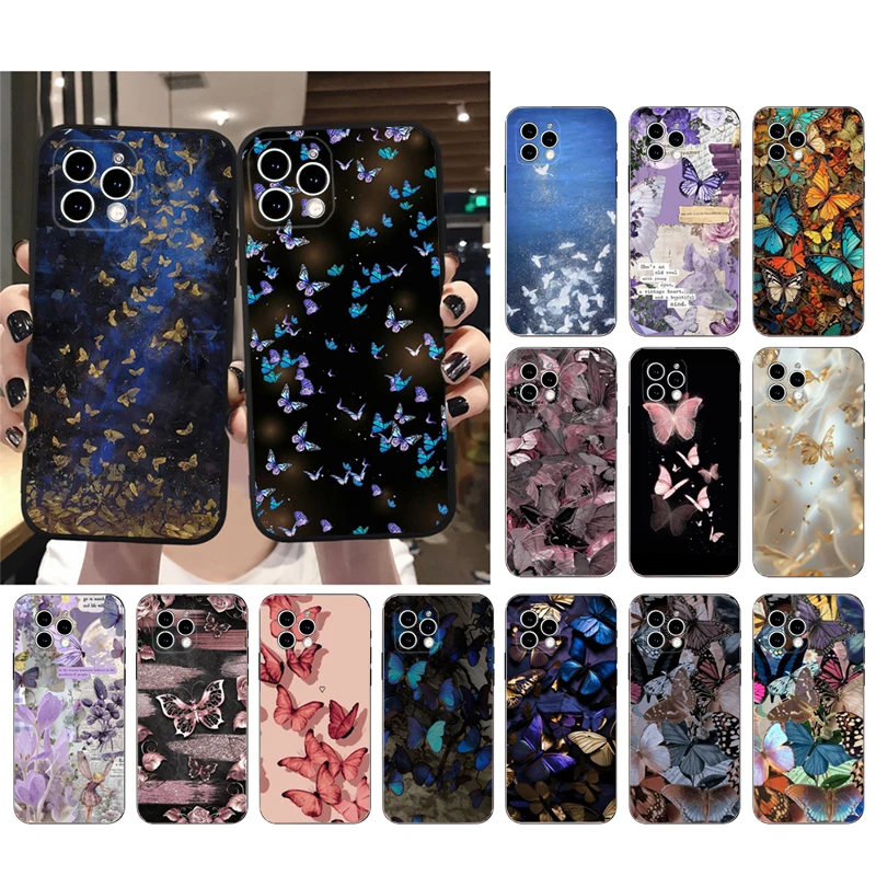 

Gold Butterfly Phone Case For iphone 16 15 14 Pro Max 16 15 14 13 12 Pro 15Plus iphone 11