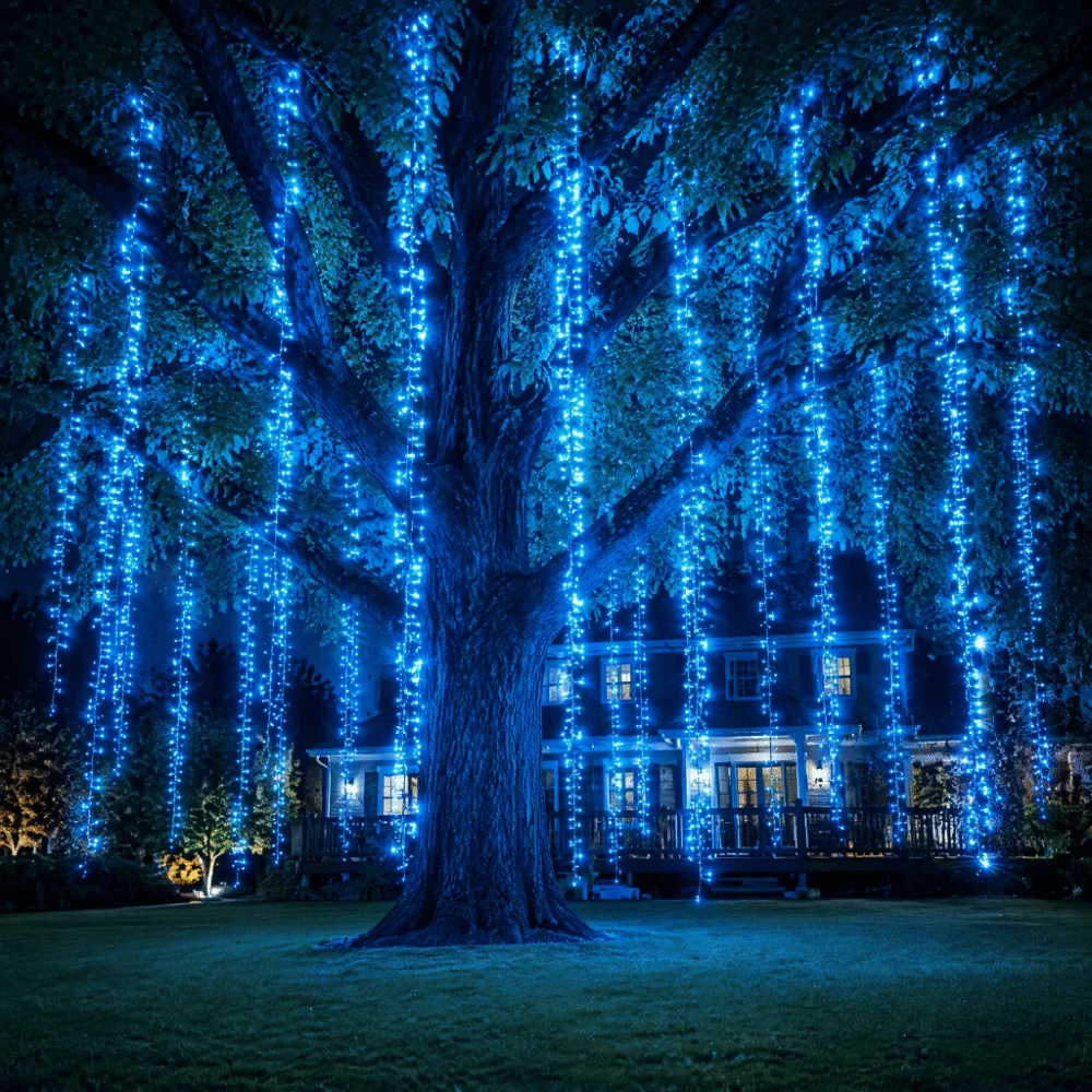 Fairy Lights Waterproof Meteor Shower Lights LED Outdoor Icicle Lights Landscape Lighting Cascading String Lights Holiday Decor