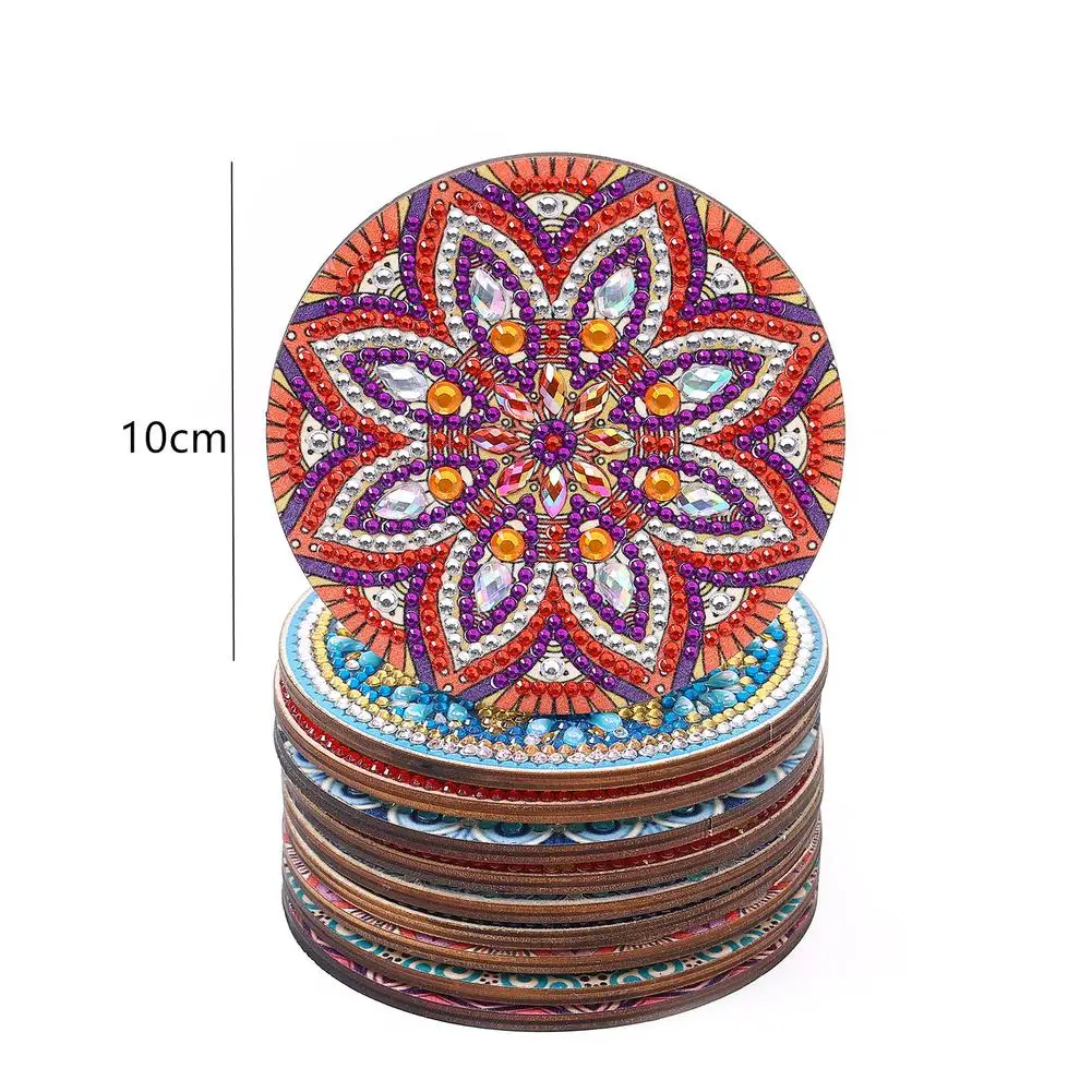 10pcs Diamond Art Coasters With Holder Scratch-resist Wear-resist Diy Mandala Diamond Painting Kits