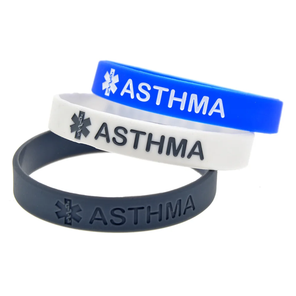50 Stück ASTHMA Medizinisches Notfall-Silikon-Armband Krankheits-Allergie-Notfall-Identifikationsarmband für den täglichen Gebrauch – Detail 1