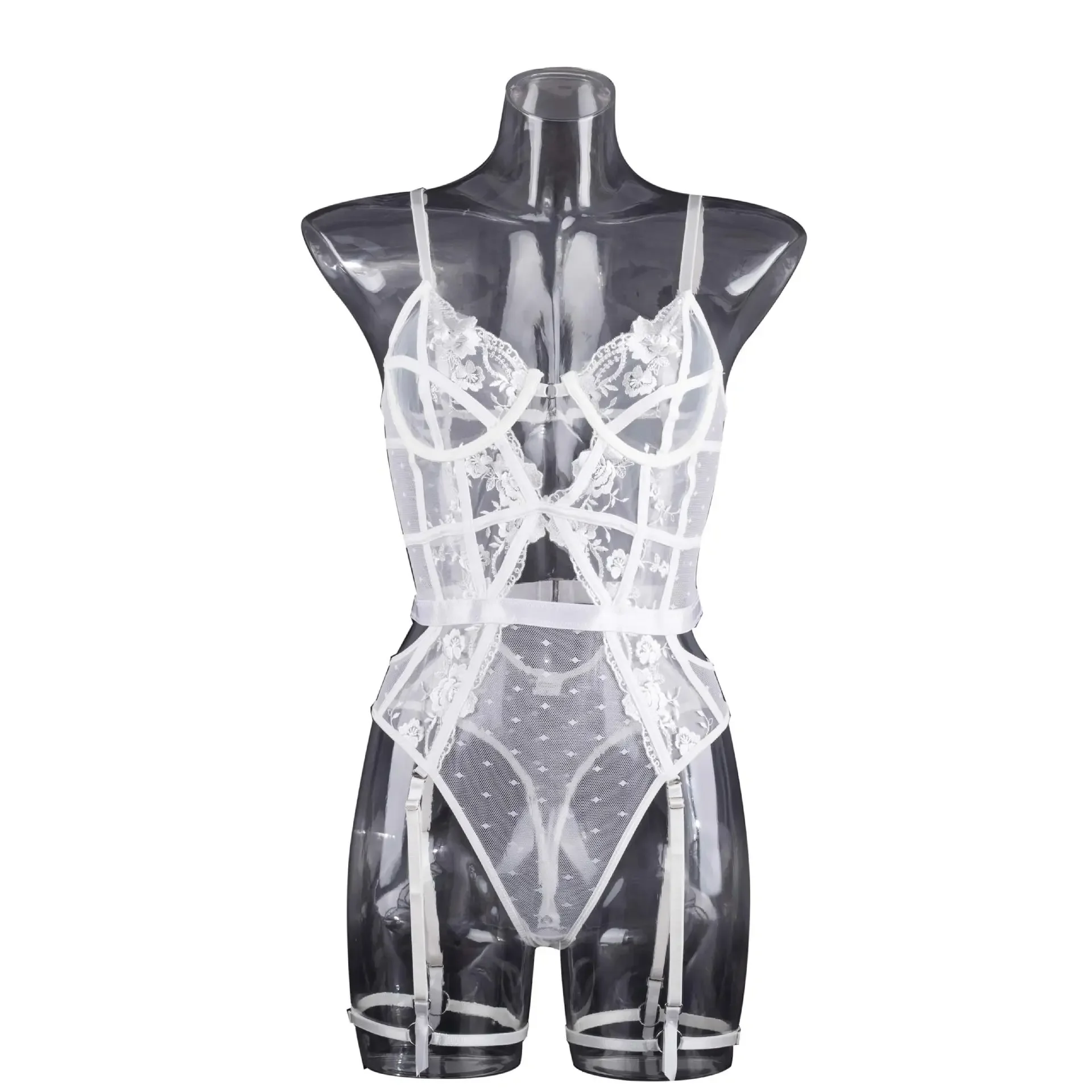 CHUNAGERM Sexy Lingerie Erotic Mesh Bodysuit Women See Through Halter Lace Lingerie Sex Suit Hot Porn Exotic Costumes Bodys