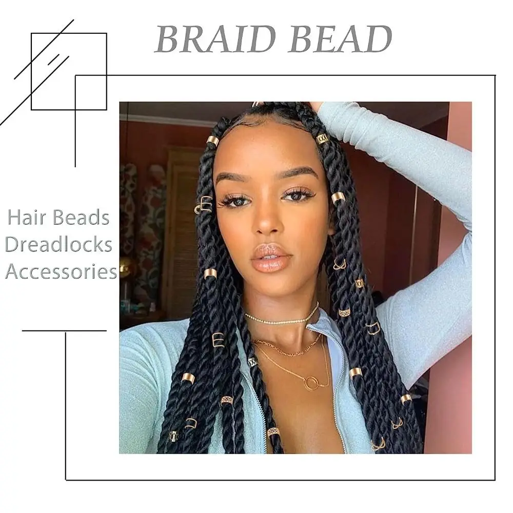 سبيكة الشعر مجوهرات جديلة اكسسوارات فضية اللون سبيكة جديلة كليب Dreadlock اكسسوارات إكسسوارات الشعر