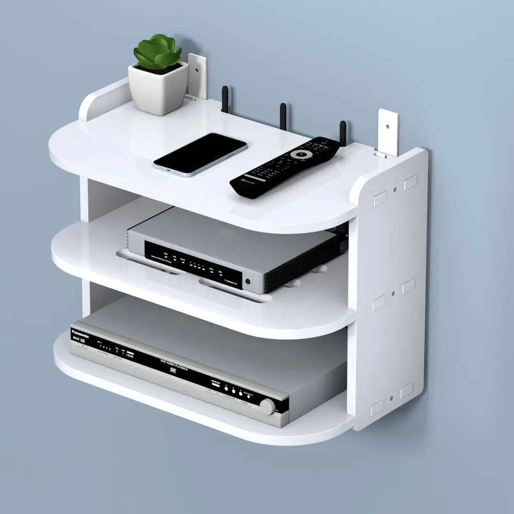 

Plastic Wall Mounted Router Shelf Strong Load-Bearing Space Saving WiFi Router Storage Holder 2/3 Layers Router Placement Rack