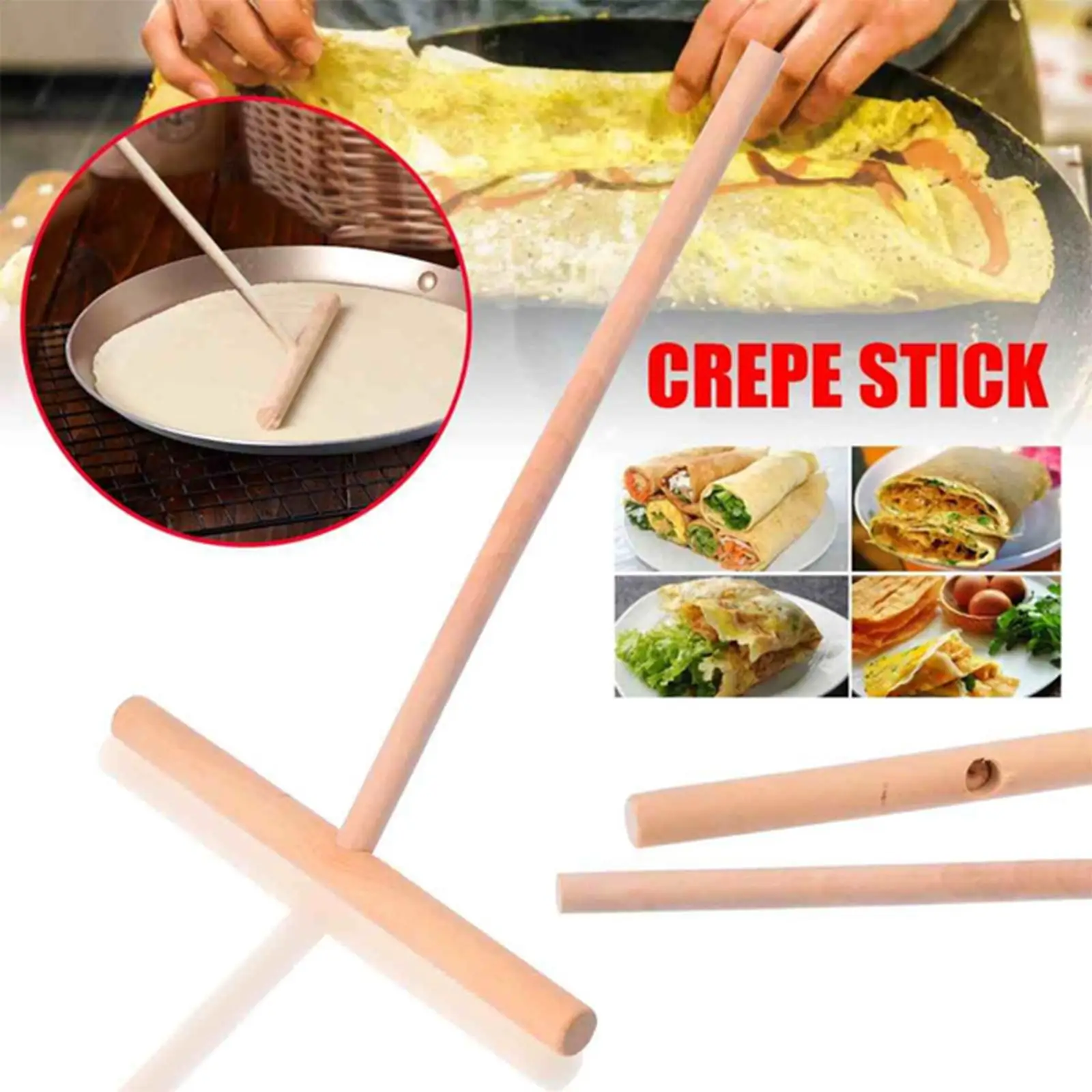 Wooden Pancake Fruit Rake Pancake Wooden Rake Pancake Stand Kitchen Tools Household Baking Tools Kitchen Accessories