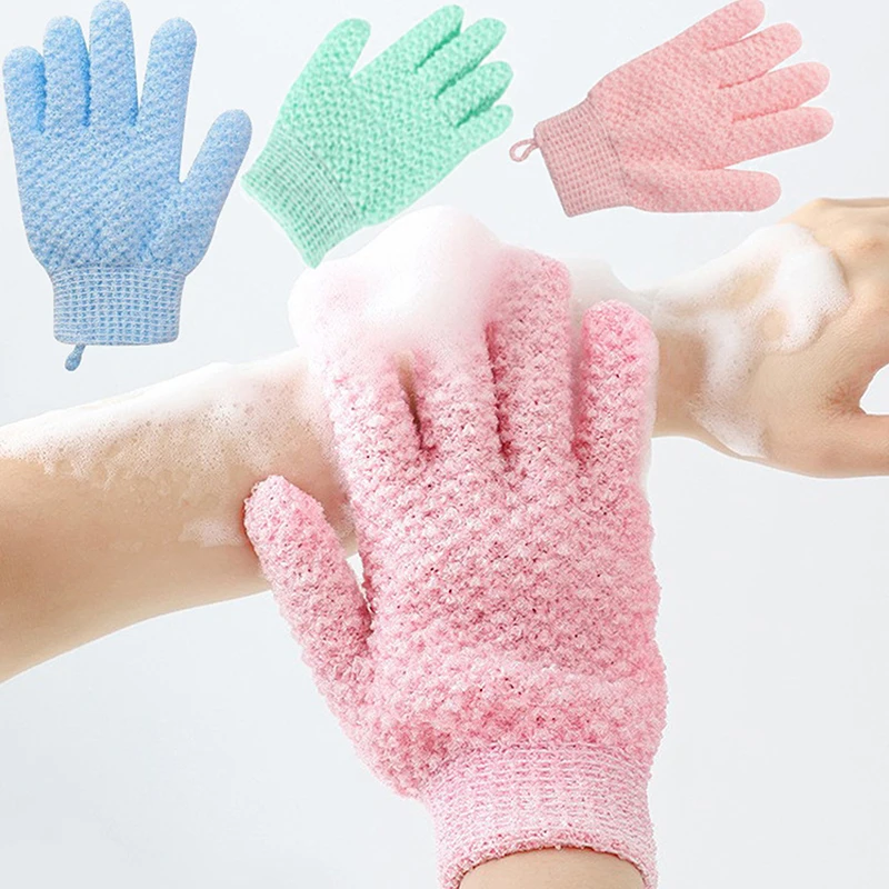 Guantes de baño de cinco dedos para el hogar, toalla de ducha, exfoliante, lavado corporal para niños, suministro para el hogar, toallita elástica, guantes de limpieza para la espalda