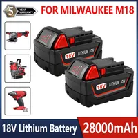 High Capacity 18V 28000mAh Li-ion Tool Battery For Milwaukee M18 48-11-1815 48-11-1850 2646-20 2642-21CT Repalcement M18 Battery