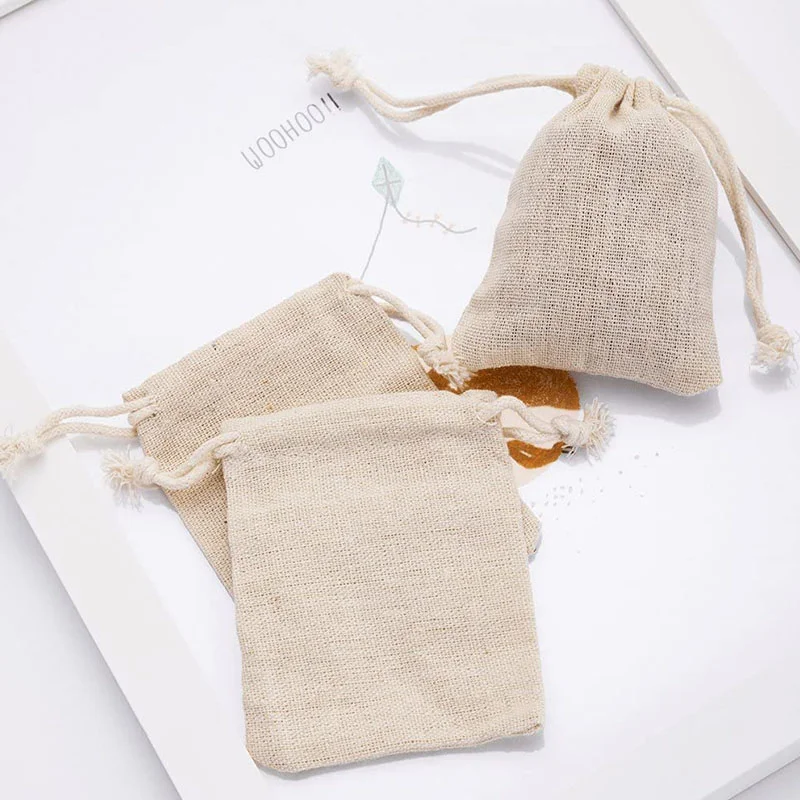 50Pcs Drawstring Bags Cotton Shopping Bag Eco-Friendly Folding Tote Portable Handbags Foldable Grocery Bags Canvas Storage Bags