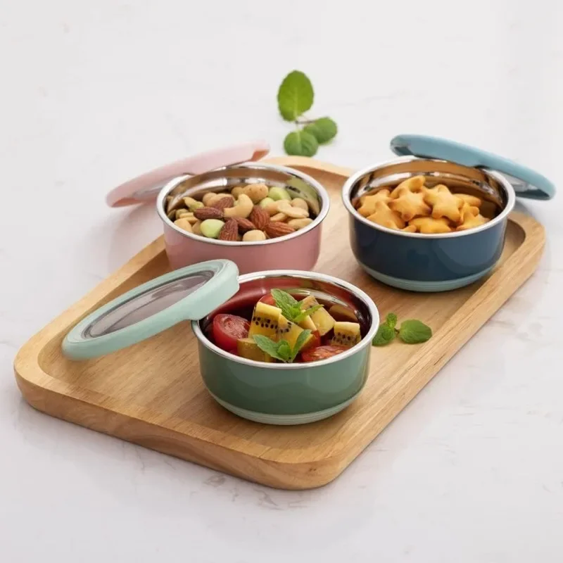 Fresh-keeping Box Stainless Steel Food Sealing Bowl Anti-scalding Lunch Box with Lid Kitchen Food Sealing Bowl Fresh-keeping Box