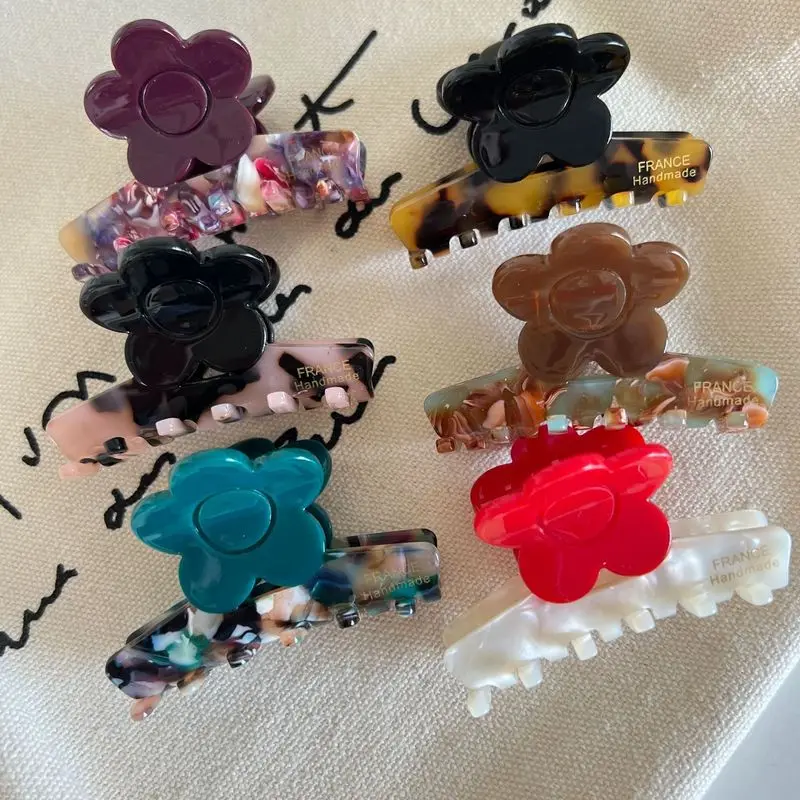 

1pc New Korean Retro Flower Medium Grab Clip High-End Rear Half-Up Shark Clip Hair Clip Accessories